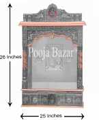 Home Pooja Wooden Mandir with Copper Oxidized Plated Puja Temple-25- open